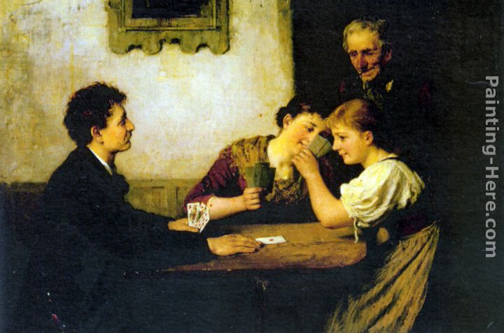 The Card Game painting - Hugo Oehmichen The Card Game art painting